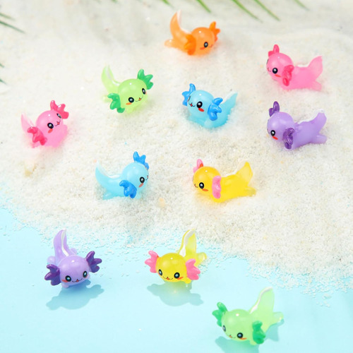 Junkin 24 Pcs Mini Axolotl Resina Encantos Mini Axolotl Resi