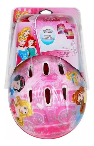 Set Casco Rodilleras Y Coderas Disney Princesas 3 A 10 Años