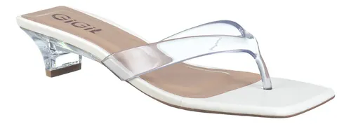 Tamanco Feminino Tira De Dedo Transparente Bico Quadrado - R$ 99,99