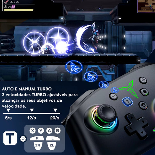 Controle Sem Fio Compatível Nintendo Switch Pc Android Ios