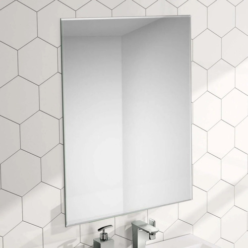 Espelho Quadrado Lapidado Sem Led 70x70cm+ Kit De Instalação