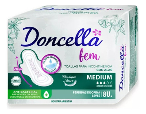 Doncella Toallas Para Incontinencia Larga Medium X 6 Packs