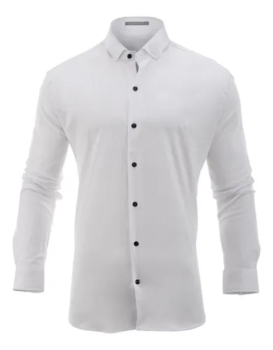 Camisa Hombre Farenheite Blanca Botones Negros