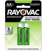 Imagem 1 de 5 de 02 Pilhas Aa Recarregáveis 1350mah Rayovac 1 Cart C/ 2 Unid