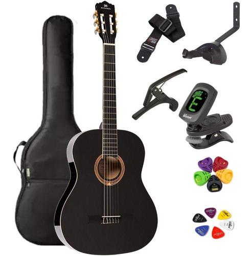 Violão Acústico Michael Clássico Nylon Vm15ny Bk + Kit1pkl