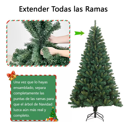 Árbol De Navidad Artificial Con 800 Ramas Color Verde 1.8m