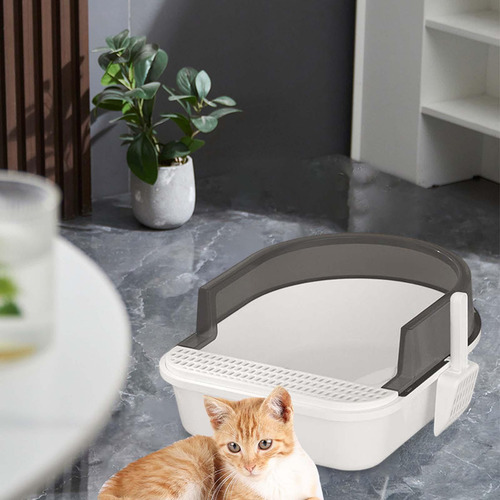 Cw Caja De Arena Para Gatos, Inodoro Antisalpicaduras Negro