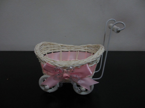 Mini Cochecitos/ Carrito Mimbre Souvenir Decoración