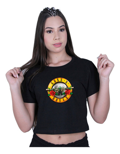 Cropped Blusinha Algodão Rock Guns N' Roses Camisa