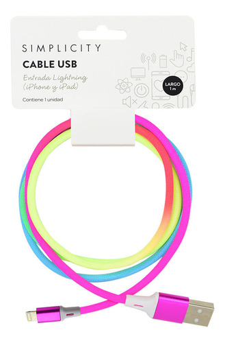 Cable Para iPhone Simplicity Rainbow X 1 M