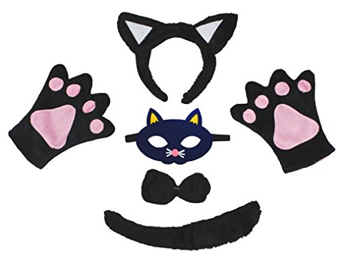 Disfraz Niño - Petitebella Black Cat Headband Mask Bowtie Ta