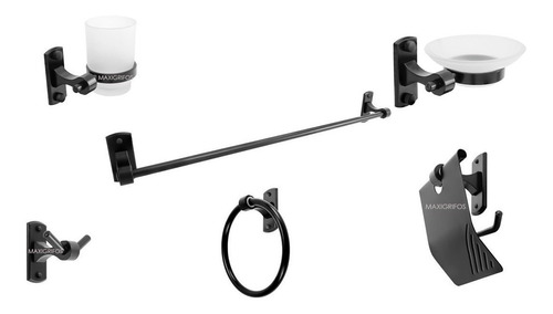 Set Accesorios Para Baño Negro Mate