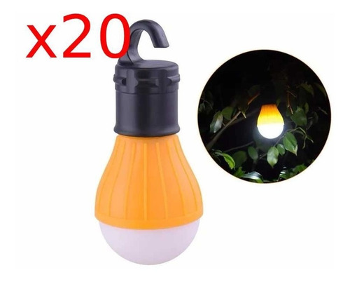 Pack X20 Linternas Ampolleta Led Para Carpas Tiendas + Pilas