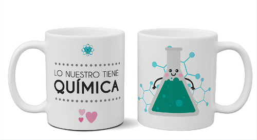 Taza De Cerámica Enamorados Lo Nuestro Tiene Quimica Art 078