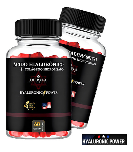 40mg Ácido Hialurônico Americano Hyaluronic Power 3 Potes
