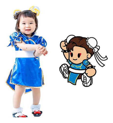 Disfraz Niña Chun Li Cosplay Infantil Street Fighter Halloween Traje