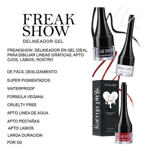 Imagen 2 de 8 de Delineador En Gel Freak Show Larga Duracion Karma Pink