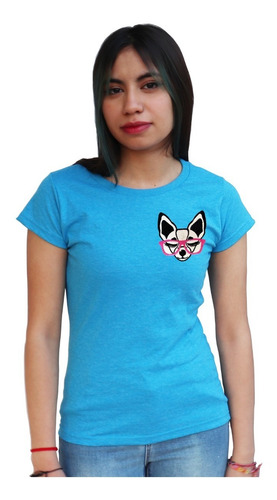 Blusa Para Dama Bordada De Chihuahua Con Gafas