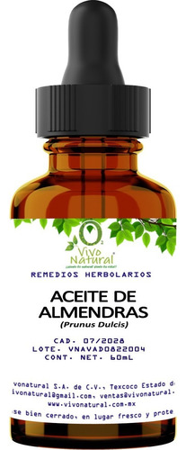 Aceite De Almendras Dulces 60ml Reparación Capilar