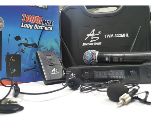 Imagen 1 de 4 de Microfono Inalambrico Uhf American Sound Twm-332mhl 3 Microf