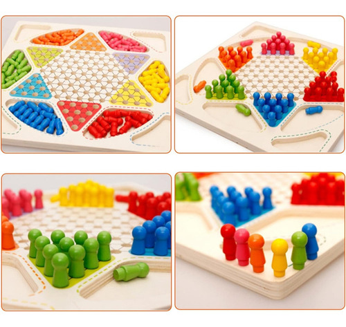 Damas Chinas Tablero Y Ludo Juego De Madera Didáctico Niños