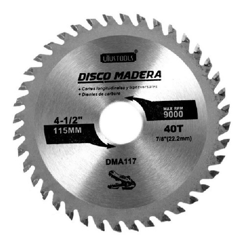 Disco Corte Madera 4 1/2 40d Uyustools Dma117 Color Plateado