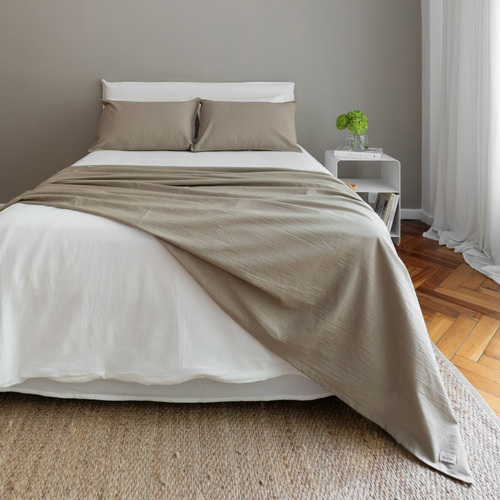 Manta Isahome Pie De Cama Tusor Premium 240x140 Cm Color Vison Diseño Liso
