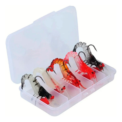 Set De 5 Señuelos Camarón Con Anzuelo Para Río Y Mar Camaron