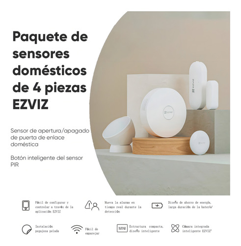 Ezviz CS-B1 Kit de Alarma Inalambrico Incluye 1 Hub 1 Sensor PIR 1 Contacto Magnético y 1 Smart Boton Configuración y Visualización por App Móvil EZVIZ Protocolo Zigbee