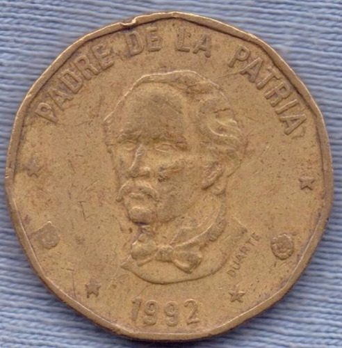 Republica Dominicana 1 Peso 1992 * Juan Pablo Duerte * Heroe