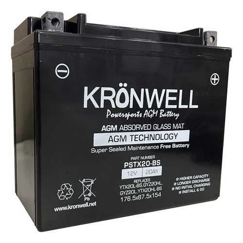 Bateria Kronwell Harley Davidson Vrsc 1130 1250 V-rod 07/17 Derecho