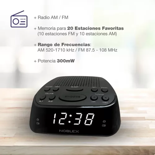 Noblex - Radio despertador Noblex AM-Fm con Memoria