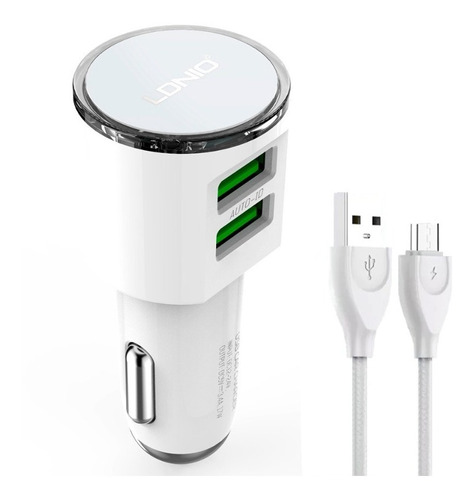 Cargador De Auto Ldnio Dl-c29 Micro Usb Dual Usb Port