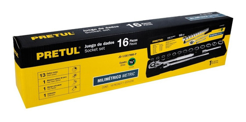 Juego Dados, Cuadro 1/2 , 16 Pz, Milimétricos, Pretul 21174