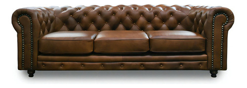 Sofa Piel Genuina  - Chesterfield - Conforto Muebles Color Caramelo