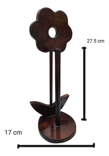 Portarrollo De Madera En Forma De Flor Marrón