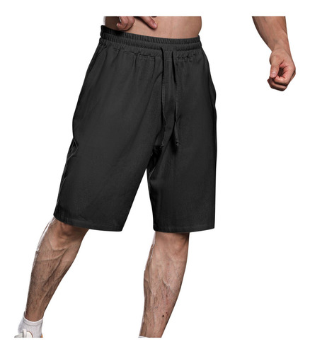 P Moda Hombre Casual Color Liso Cuerda Elástica Cintura C 20