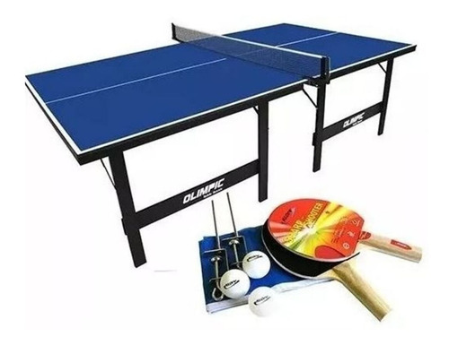 Mesa Ping Pong Tênis Mesa Olimpic 1013 + Kit Raquetes 5030