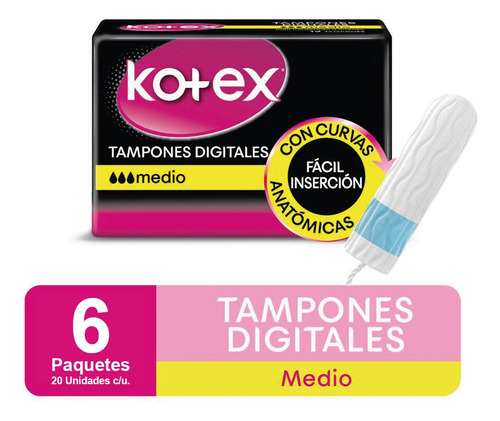 Tampones Digitales Kotex Caja X 20 Unidades X6