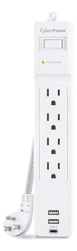 Supresor De Picos Cyberpower,4 Contactos,puerto Usb De Carga Blanco