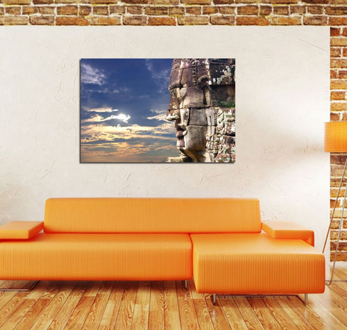 Vinilo Decorativo 60x90cm Buda En Piedra Camboya M6