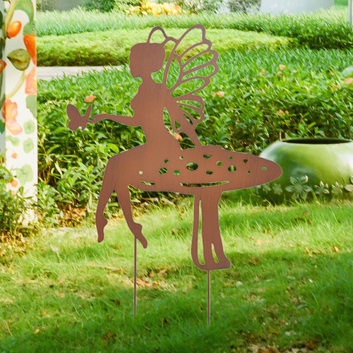 Estacas De Jardín Con Silueta De Hada, Adorno De Metal Para