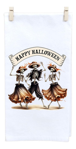 Toalla De Té De Halloween  Esqueletos Bailando Feliz H...
