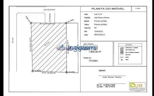 Imagem 4 de 5 de Terreno À Venda, 1820 M² Por R$ 180.000,00 - Centro - Primeiro De Maio/pr - Te0122