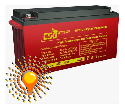 Bateria Vrla Gel 12v 150ah Cs Battery Para Energia Solar