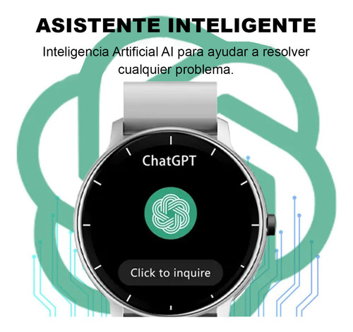 Reloj Smartwatch 1.43 Smart Watch Kimhi Reloj Inteligente Ips Fitness Con Llamada Bluetooth Chatgpt Asistente Voz Impermeable Deportivo Calculadora Musica Para Mujer Hombre Color Plateado