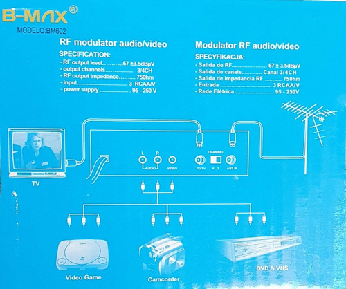 Modulador Áudio E Vídeo X Rf B-max