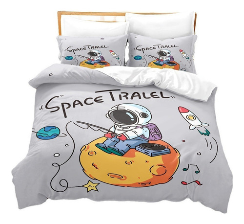 B Juego De Cama De Astronauta De Viaje Espacial, Doble