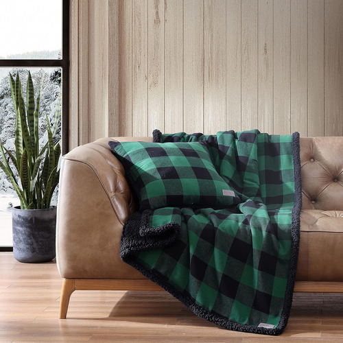 Manta Reversible Franela/sherpa Con Funda De Almohada