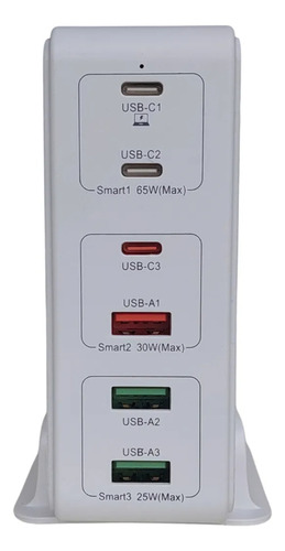 Estación Carga Rápida 6 Usb 120w Notebook Celular Tablet Negro
